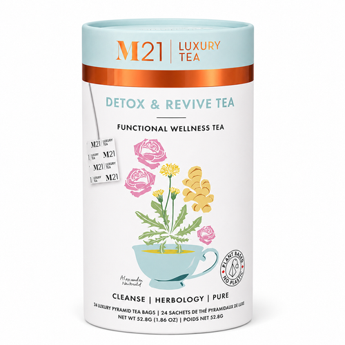 M21 Detox & Revive Luxury Herbal Tea 3-can set packaging
